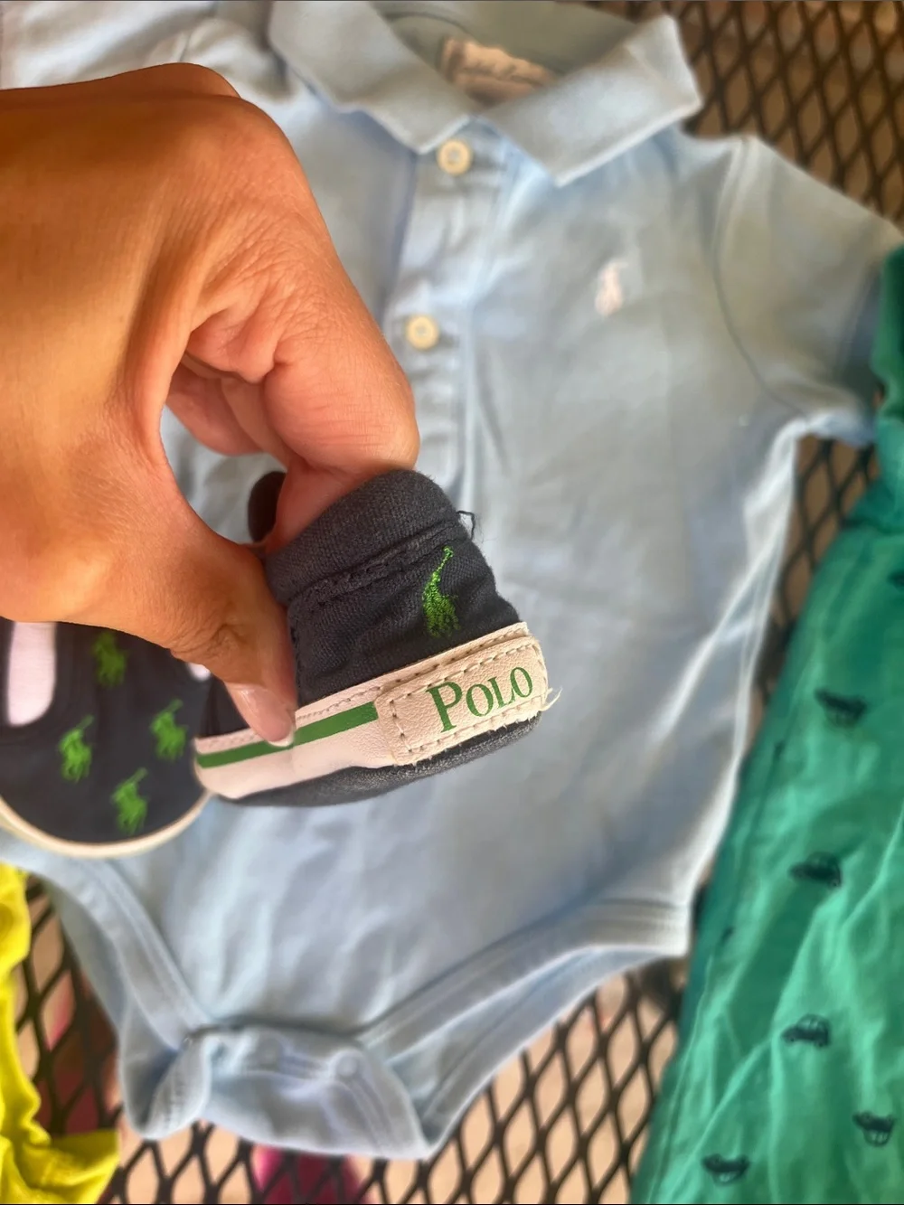 Bundle 6pc Ralph Lauren Baby Boy 6-9 Months Shoes Onesie Hat